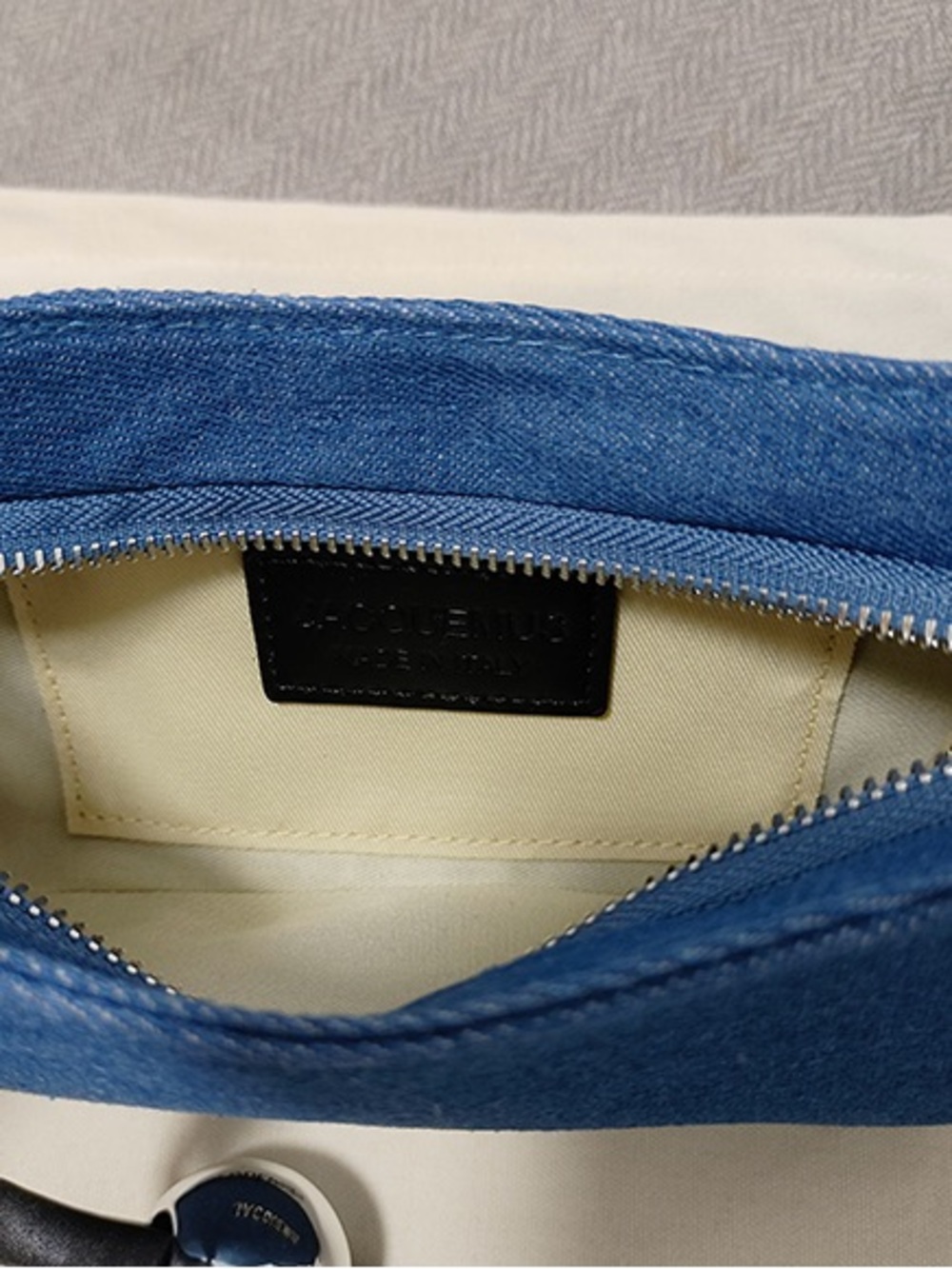 Jacquemus Blue Denim Mini Shoulder Bag with Black Strap - Picture 6 of 6